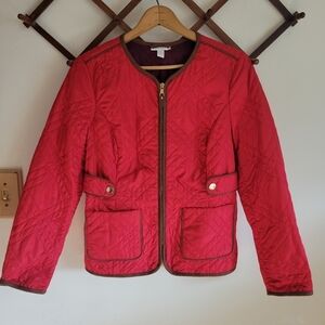 Charter Club Quilted Blazer Jacket Red Gold Decal Small S